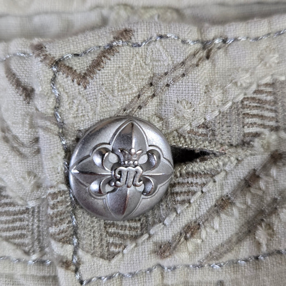 Miss Me Beige Linen Blend Wide Leg Cargo Boho Pants Size Large Y2K 2010s Style - Picture 6 of 14